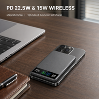 FTHY-03 Power Bank magnétique gris best-seller, charge rapide PD22.5W, sans fil, ultra-fin et facile à transporter