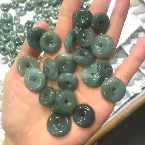 Pendentif en Jade vert Myanmar naturel, 1 pièce, pierres donuts pour bijoux, accessoires DIY, 20 ~ 25mm, vente en gros