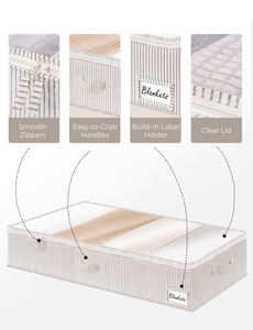 Foldable Flat Low Organizer Box for <b>Under</b> <b>Bed</b> Storage for Clothes Quilts Toys Dormitory Storage Foldable <b>Drawer</b> Style - Product Image 6