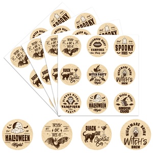 Autocollant adhésif rétro pour fête d'Halloween, vampire, décoration de cadeau, étiquette pour emballage de biscuits et bonbons - Product Image 1