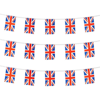 Guirlande de drapeaux personnalisée pas chère pour décoration de fête, forme triangulaire ou rectangulaire, drapeau patriotique britannique