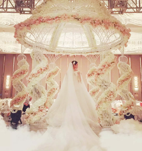 Pabellón de Boda Redondo de Hierro Forjado LANJO con 6 Pilares, Carpa para Ceremonias al Aire Libre, Arco Floral para Eventos - Product Image 3