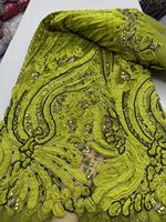 NI.AI 2026 Tissu en dentelle de tulle brodé de perles et de sequins, en organza, écologique, avec perles africaines et sequins, pour mariage