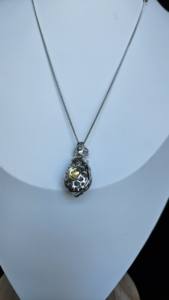 Collar con Colgante de Gota de Agua Tallado a Mano de Primera Calidad, Chapado en Plata 925, Regalo Artístico Único para Mujer - Product Image 2