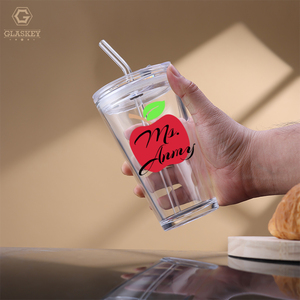 Personalizzato <span class=keywords><strong>Regalo</strong></span> Insegnante 16oz sublimazione in bianco di vetro caffè/tazza di birra con coperchio di vetro paglia per uso quotidiano - Product Image 6