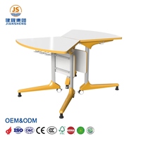Bureau d'étudiant moderne modulaire et mobile, réglable en hauteur, écologique, table collaborative pour l'école, pour le travail de groupe en classe