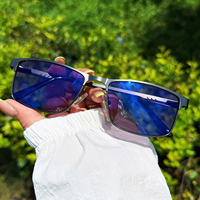 Lunettes photochromiques pour hommes, verres rectangulaires, anti-lumière bleue, lunettes de soleil photochromiques