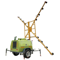 Tour d'éclairage mobile solaire et LED DC 1000W*4 pour aéroport, avec générateur diesel portable, gonflable et remorquable, angle de faisceau de 360°