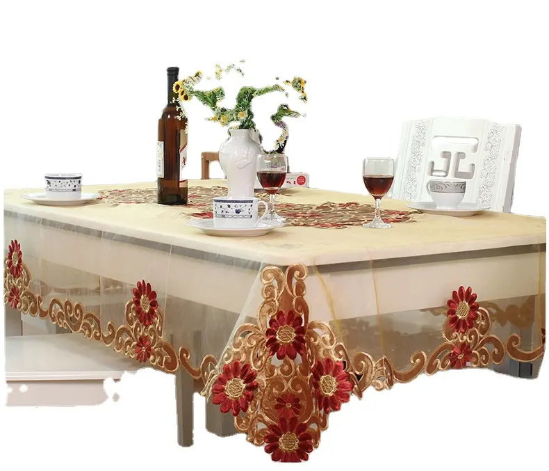 Mantel rectangular de gasa y tul para mesa, para celebraciones, color rojo, para bodas