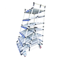Chariot mobile de manutention de composants pour atelier, avec système de rayonnage à rouleaux pour tubes FIFO Lean Tube Flow Rail, optionnel antistatique