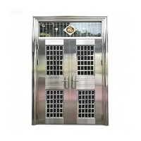 Porte de villa personnalisée en acier inoxydable 304 à double battant avec grille de sécurité ventilée
