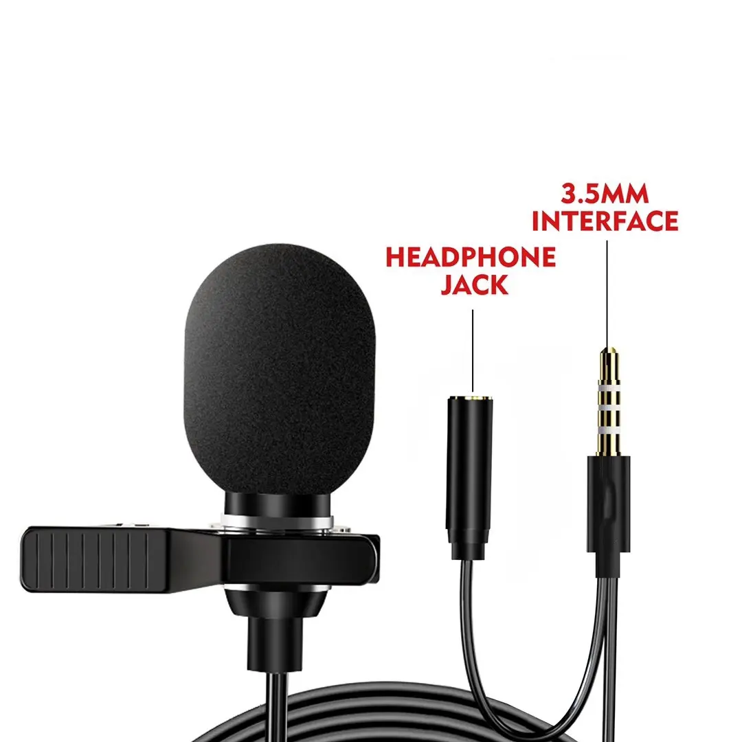 Mini Wired Mike Lavalier Lapel Clip Microphone Live Broadcast Mic for Phone Camera Recording /Interview/Video Conference