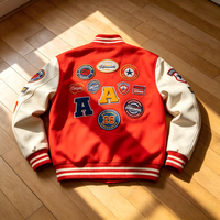 Veste universitaire pour homme de haute qualité OEM, en laine et cuir, style hip-hop, broderie chenille, logo personnalisé, veste de collège