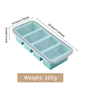 Silicone Freezer Tray with Lid 4 Compartments 250ml BPA Free Food Storage Container for Baby Food Soup Microwave Dishwasher Safe - Product Image 6