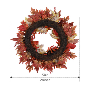 Nouveau produit Halloween décoration guirlande porte suspendue automne automne feuille pomme de pin couronne - Product Image 2