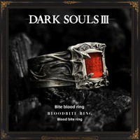 Starforged Dark Souls III Bague en verre de pierre naturelle 'Blood-Burning' Unisexe pour couples, Merchandising de jeu