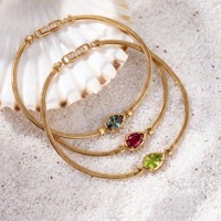 Brazalete de Cristal Colorido en Forma de Lágrima SongYi para Mujer, Cadena de Serpiente en Tono Dorado, Brazalete de Moda