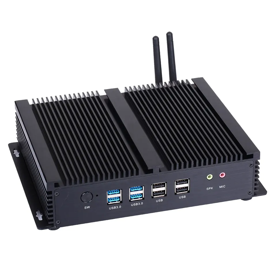 Mini pc תעשייתי barebone ליבה i3 4005u i5 4200u i7 4500u 2 * rj45 lan 8 usb 2 * HD-MI linux ubuntu 4g SIM כרטיס ה-WiFi