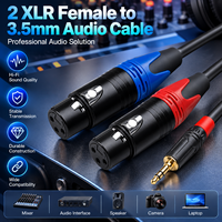 3,5 mm 1/8 TRS Erkek - Çift XLR Dişi Koaksiyel Bükümlü Çift PVC Altın Kaplama Stereo Ses Kablosu (Mikrofon, Hoparlör, Amfi için)