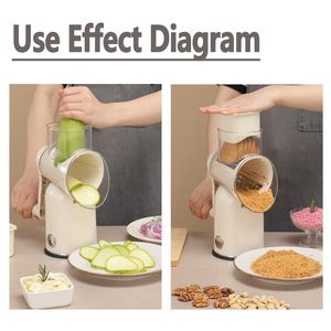 Gadget de cuisine multifonctionnel TGYW, râpe manuelle en plastique et acier inoxydable à manivelle rotative pour fromage, carotte, ail - Product Image 6