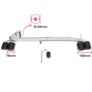 Terminale di Scarico Quadruplo in Acciaio Inox Argento e Nero con Fibra di Carbonio per BMW Serie 1 <span class=keywords><strong>118i</strong></span> <span class=keywords><strong>F20</strong></span> 2013-2016 - Product Image 4