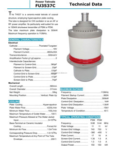 Tube d'oscillation à triode électronique RF FU3537C d'origine chinoise BEIJING, tube de puissance pour machine haute fréquence - Product Image 2
