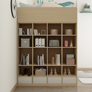 Letto a Soppalco in Legno per Adulti <span class=keywords><strong>con</strong></span> Sistema di Stoccaggio e <span class=keywords><strong>Armadio</strong></span>, Design Salvaspazio per Camere da Letto dei Bambini - Product Image 4
