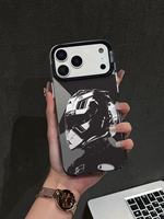 Coque de téléphone en TPU effet miroir bicolore style casque de course F1, peinture UV, anti-traces de doigts, antichoc pour 17/16/15/14 Pro Max