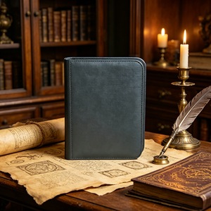 Vente directe d'usine, classeur à cartes en cuir à 4 poches avec fermeture éclair, albums imperméables pour cartes de jeu de taille standard - Product Image 1