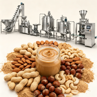 Ligne de production industrielle de beurre de cacahuètes, équipement de fabrication de pâte d'arachide en acier inoxydable pour usine alimentaire