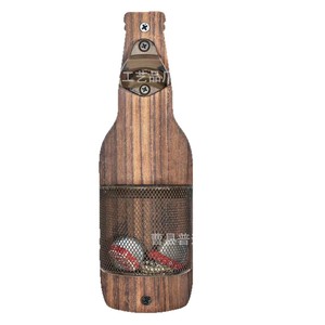 Abridor de botellas de madera para montar en la pared con soporte de hierro para tapas de botellas, para decoración de bares y restaurantes. - Product Image 4