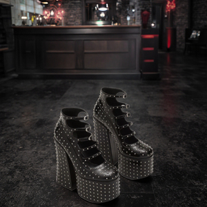 Giày cao gót đế xuồng phong cách Gothic đính đá pha lê, gót siêu cao, kiểu chunky, có khóa thắt lưng, đế dày, giày gợi cảm phong cách Gothic - Product Image 5
