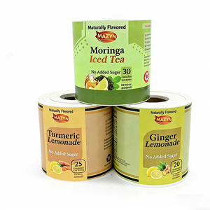 Etiquetas Adhesivas Personalizadas para Botellas de Bebidas de Jugo de Fruta, Adhesivo de Vinilo Resistente al Agua, Etiquetas con Logo de Impresión Personalizada, Empaque con Laminado Dorado - Product Image 2