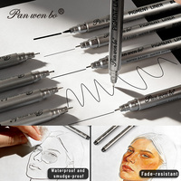 Lot de 9 stylos feutres noirs Microns à pointe fine, marqueurs de croquis, étanches, fournitures artistiques pour dessin, manga, bandes dessinées, écriture manuscrite