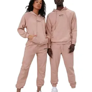 Men And Women Clothing Sets Cotton Cheap Price Men Letter Graphic Drawstring Women Hoodie and Sweatpants Jogging Suit Tracksuit