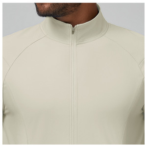 Giacca sportiva da <span class=keywords><strong>uomo</strong></span> di alta qualità per il tempo libero tinta unita con colletto con cerniera cappuccio in tela antivento per la corsa all'aperto Fitness Casual - Product Image 6