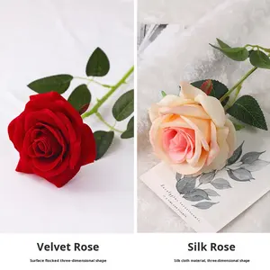 زهور اصطناعية رأس وردة مخملية بقطر 7 سم لديكور الزفاف، زهرة حرير هدايا لعيد الأم، وردة اصطناعية - Product Image 5