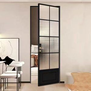 אמריקה סגנון בחצר האחורית נדנדה דלת מעוקל אלומיניום דקורטיבי ברים inswing דלת צירים עם סטורם זכוכית פלדת דלת - Product Image 3