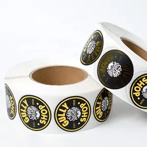 رقائق ذهبية شعبية طباعة ذاتية اللصق شعار خاص مخصص عالية الجودة كيس قهوة ملصقات المصنع