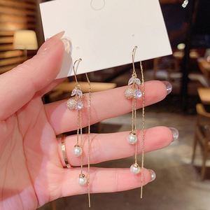 Boucles d'oreilles pendantes en pierre naturelle CherryShape, style cyber-célébrité, avec pompon, luxe léger, design élégant pour femmes, boucles d'oreilles créoles haut de gamme - Product Image 2