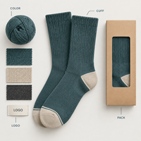 Chaussettes thermiques en coton éponge pour homme, couleur turquoise, avec talon et bout renforcés en coton éponge et spandex, tricot côtelé, gradation des tailles