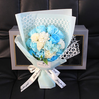 ZHUOOU 19 Anyelir Sabun Bunga Hydrangea Buket Sabun Mawar Buket Kotak Hadiah