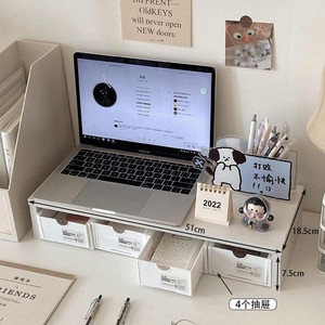 Double Layer Desktop Storage Rack Computer Riser <b>Foldable</b> Rectangle <b>Office</b> Organizer For Study <b>Desk</b> Student Workstation - Product Image 4