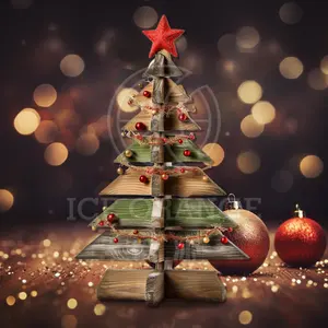 Dekorasi rumah pohon Natal, tanda pohon Natal untuk dekorasi rumah rumah pertanian gaya Natal kayu berdiri
