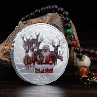 Pièces commémoratives de Noël en fonte colorée, médailles Père Noël, souvenirs de la veille de Noël, moulées sur mesure, vente en gros