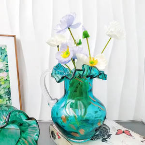 Vaso Fiori Decorativo da Interno, Vasi Vetro Decorativi in Moderni Grande Alto Cristallo Colorato, Centrotavola Moderno Design per Decorazioni Casa, Idee Regalo Donna Compleanno Natale