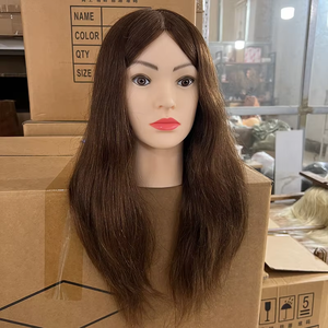 Tête de mannequin <span class=keywords><strong>d</strong></span>'entraînement en cheveux naturels pour <span class=keywords><strong>coiffure</strong></span>, visage de <span class=keywords><strong>femme</strong></span>, mannequin de barbier en cheveux humains véritables - Product Image 1