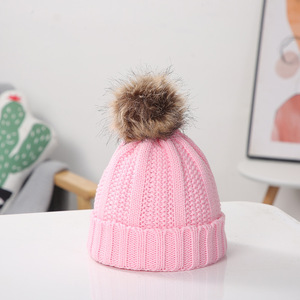 <span class=keywords><strong>Bonnet</strong></span> tricoté chaud pour femmes d'automne et d'hiver avec boule de fourrure pour <span class=keywords><strong>Amazon</strong></span> Bonnets de style de rue européens et américains Chapeau d'hiver - Product Image 2