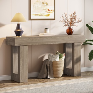 Tables <span class=keywords><strong>console</strong></span> longues de 63 pouces pour entrée Grande <span class=keywords><strong>table</strong></span> de canapé derrière le canapé <span class=keywords><strong>Table</strong></span> d'entrée en bois gris <span class=keywords><strong>Console</strong></span> industrielle - Product Image 2