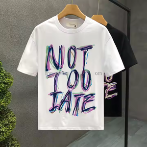 Camiseta tipo waffle personalizada OEM para hombre, manga regular, cuello trasero, <span class=keywords><strong>ropa</strong></span> de verano moderna, jersey informal elegante en blanco - Product Image 2